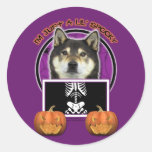 Halloween - Just a Lil Spooky - Shiba Inu - Yasha Round Stickers