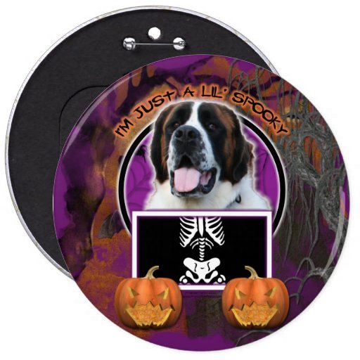 Halloween - Just a Lil Spooky - St Bernard - Mae Pinback Button