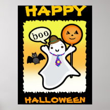 Halloween Kawaii Ghost  Art Poster