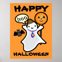 Halloween Kawaii Ghost  Art Poster