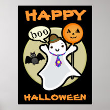 Halloween Kawaii Ghost  Art Poster