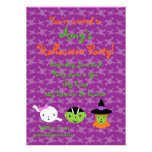 Halloween party invitation with purple skulls invitations