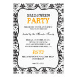 Halloween Party - White Gothic Damask Personalized Announcements