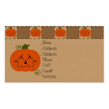 Halloween Patchwork Pumpkin Profile Card Business Card Templates