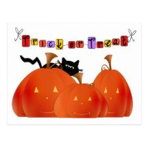 Halloween Pumpkins/Black Cat Post Card