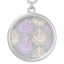 halloween purple orange black damask pendant