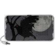 Halloween Raven in Branch with Full Moon Portable Speakers