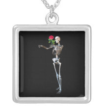 Halloween Skeleton With Rose Pendants