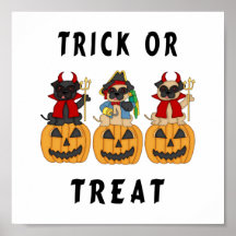 Halloween Trick or Treat Pug Dogs Print