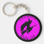 Halloween Witch on Broom Funny Key Fob Keychain