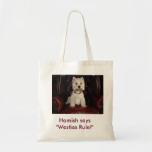 Hamish McTavish says Westies Rule Canvas Bags
