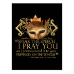 Hamlet "speak the speech ..." Quote (Gold Version) Postcard