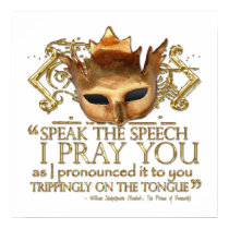 Hamlet "speak the speech ..." Quote (Gold Version) posters