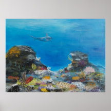 Hammerhead shark painting on print