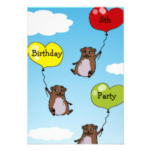 Hamster balloons, 5th birthday party announcement