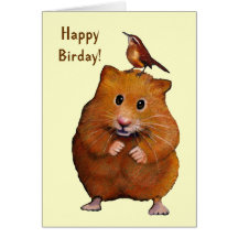 Hamster & Bird: Happy Bird Day, Birthday Card