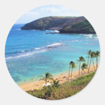 Hanauma Bay, Honolulu, Oahu, Hawaii View Round Stickers