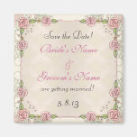Hand Drawn Roses Pink Wedding Save the Date Refrigerator Magnet