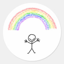 Hand drawn stick man under a rainbow sticker