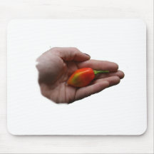Hand Holding One habanero Hot Pepper 1 Mousepads