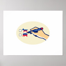 Hand Holding Pen Voting American Election Poster