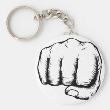 Hand in fist punching from front keychain