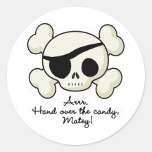 Hand Over The Candy Pirate Round Stickers