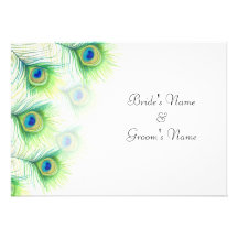 Hand Painted Peacock Feathers Wedding Invitations