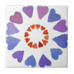 hand painted watercolour hearts ceramic tile