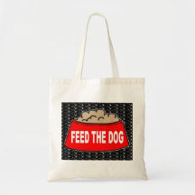 Handbag Dog Food Bowl Red Feed The Dog On Black