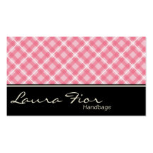 Handbag Fashionables Business Card - Pink Plaid