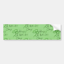 Handwritten Happy St Patrick's Day Shamrock Clover Bumper Stickers