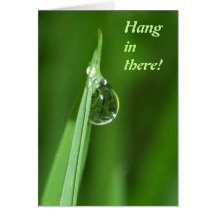 Hang in there - Green grass and water droplet Greeting Card