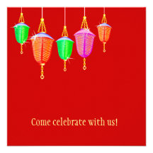 Hanging Lanterns - Any bkgd colour Personalized Invite