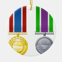 Hanging medals and ribbons ornaments