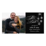 Hanging Snowflakes Save The Date Card - Black Personalised Photo Card
