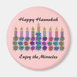 Hannukah Flower Menorah Refrigerator Magnets