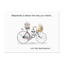Happiness bike travel stretched canvas print