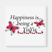 Happiness Is Being A YiaYia BUTTERFLY Fridge Magnets
