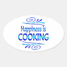 Happiness is COOKING Oval Stickers