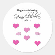 Happiness is Having Grandchildren to Love Round Sticker