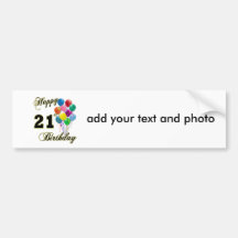 Happy 21st Birthday with Balloons Bumper Stickers