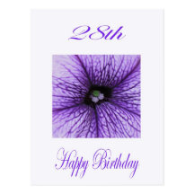 Happy 28th Birthday purple Blossom Postcard
