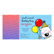 Happy 2nd birthday party invitations photo cards
