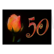 Happy 50th Birthday fifties fifty 50 50th rose Cards