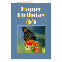Happy 55th Birthday Monarch Butterfly Greeting Card