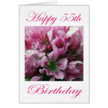 Happy 55th Birthday Pink and Green Flower Card