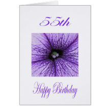 Happy 55th Birthday purple Blossom Cards