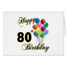 Happy 80th Birthday Gifts and Birthday Apparel Card