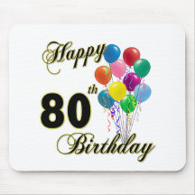 Happy 80th Birthday Gifts and Birthday Apparel Mousemats